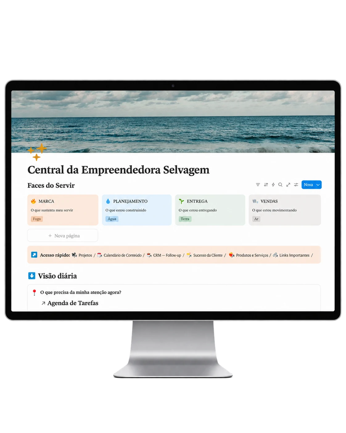 Central de Gestão da Empreendedora Selvagem em monitor